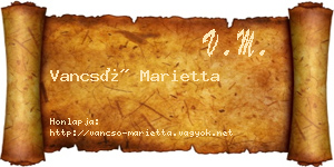 Vancsó Marietta névjegykártya